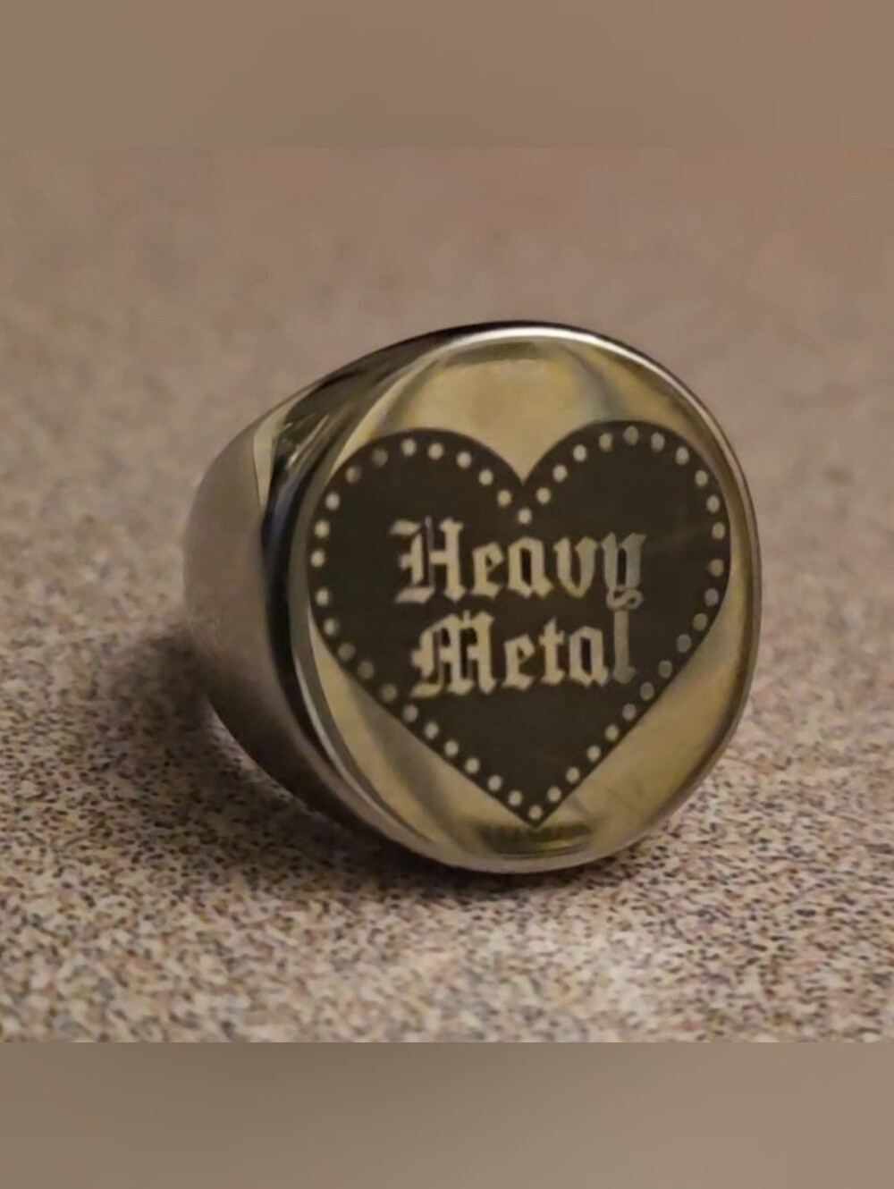 🖤Reserved For Horrorcunt🖤 Vtg Carousel Silver Heavy Metal Heart Graphics - Picture 3 of 17